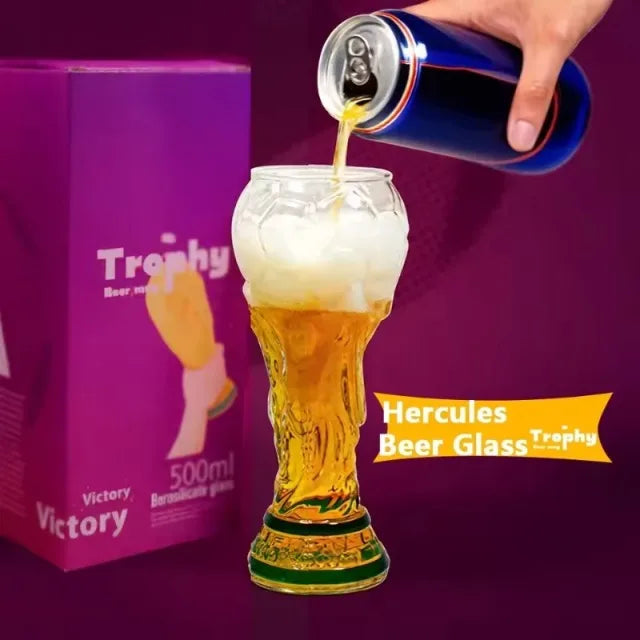 Premium Soccer Themed Trophy Beer Glass 2026 World Cup for Man Cave Decor Home Bar Game Day Parties & Football Fan Gifts