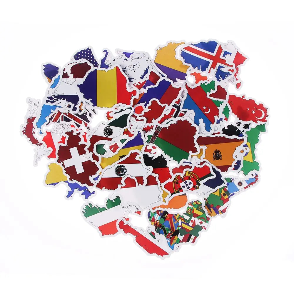 50pcs Countries Decorative Adhesive Diy For Scrapbooking Diy Craft National Flags Stickers Countries Map Travel Sticker New 2025