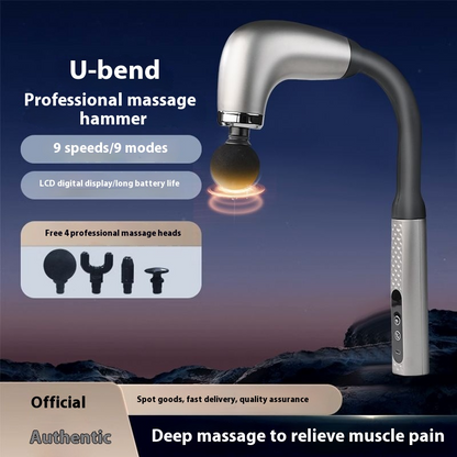New U-Shaped Back Massager Body Deep Tissue Extended Handle Massage Gun for Neck, Shoulder & Muscle Pain