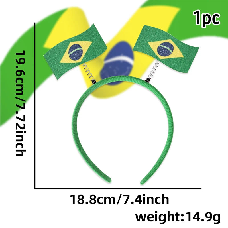 Flag Patterns Of Various Countries Bow Headbands Ball Game Fan Party Decor Flag Headbands Hair Bands Party Holiday Decoration