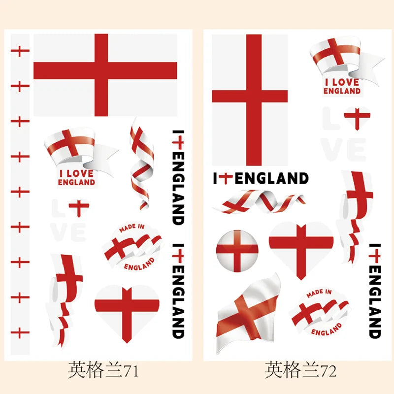 2026Temporary Tattoo Stickers Multi-Use Country Flags for All Football Tournaments Face & Body Waterproof Decals for Soccer Fans