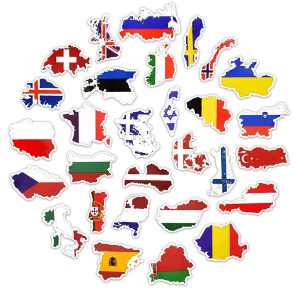 50pcs Countries Decorative Adhesive Diy For Scrapbooking Diy Craft National Flags Stickers Countries Map Travel Sticker New 2025