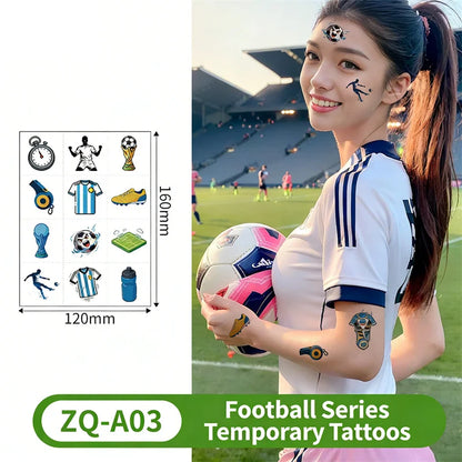 Temporary Tattoos Football Soccer Fan Fake Tattoo Sticker Temporary Tattoo Sticker Sleeves Waterproof Man Women
