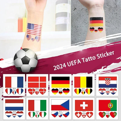 Football Match Temporary Waterproof Oblong & Heart & Lip World National Flag Face Tattoos Sticker