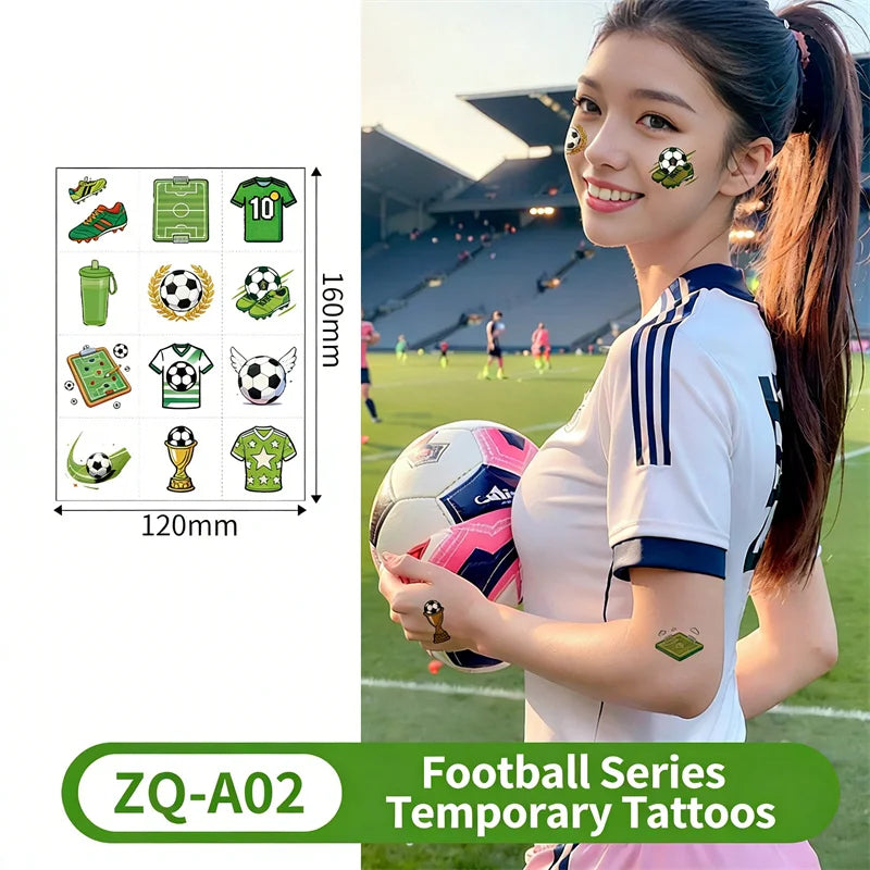 Temporary Tattoos Football Soccer Fan Fake Tattoo Sticker Temporary Tattoo Sticker Sleeves Waterproof Man Women