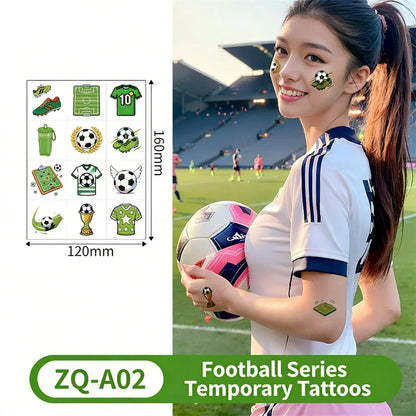 Temporary Tattoos Football Soccer Fan Fake Tattoo Sticker Temporary Tattoo Sticker Sleeves Waterproof Man Women