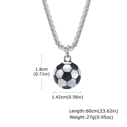 Vnox 3D Football Necklaces for Men, Solid Stainless Steel Casual Scoocer Pendants, Sports Lover Boys Gifts