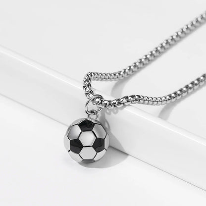 Vnox 3D Football Necklaces for Men, Solid Stainless Steel Casual Scoocer Pendants, Sports Lover Boys Gifts