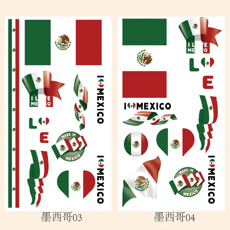 2026Temporary Tattoo Stickers Multi-Use Country Flags for All Football Tournaments Face & Body Waterproof Decals for Soccer Fans