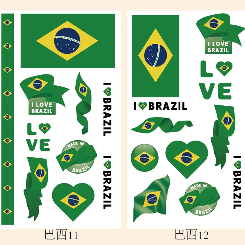 2026Temporary Tattoo Stickers Multi-Use Country Flags for All Football Tournaments Face & Body Waterproof Decals for Soccer Fans