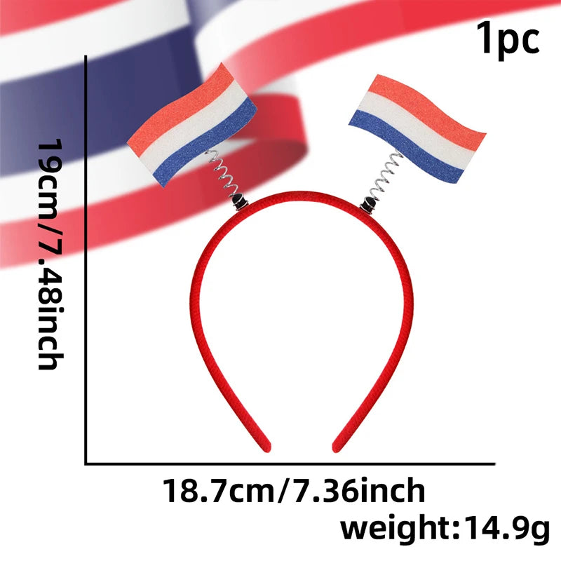 Flag Patterns Of Various Countries Bow Headbands Ball Game Fan Party Decor Flag Headbands Hair Bands Party Holiday Decoration