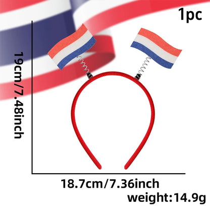 Flag Patterns Of Various Countries Bow Headbands Ball Game Fan Party Decor Flag Headbands Hair Bands Party Holiday Decoration