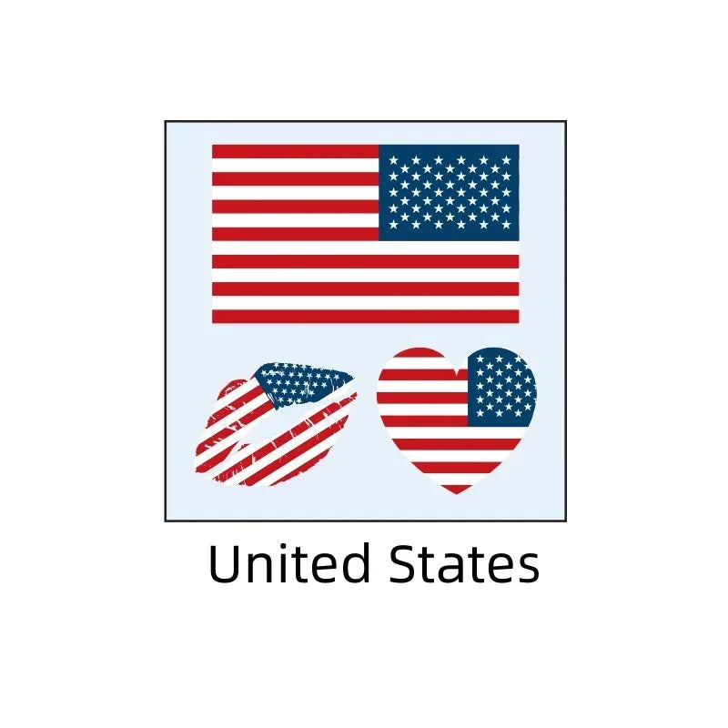 Football Match Temporary Waterproof Oblong & Heart & Lip World National Flag Face Tattoos Sticker