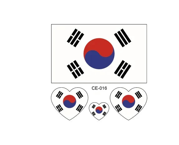 Football Match Temporary Waterproof Oblong & Heart & Lip World National Flag Face Tattoos Sticker