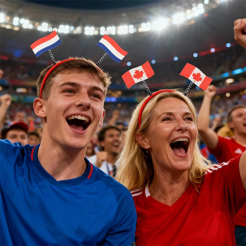 Flag Patterns Of Various Countries Bow Headbands Ball Game Fan Party Decor Flag Headbands Hair Bands Party Holiday Decoration