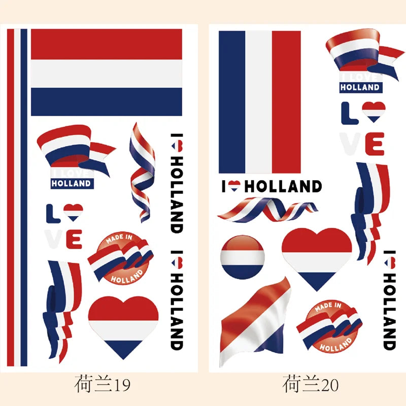 2026Temporary Tattoo Stickers Multi-Use Country Flags for All Football Tournaments Face & Body Waterproof Decals for Soccer Fans