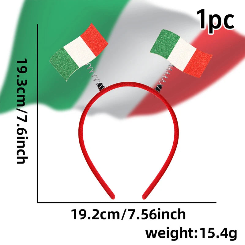 Flag Patterns Of Various Countries Bow Headbands Ball Game Fan Party Decor Flag Headbands Hair Bands Party Holiday Decoration