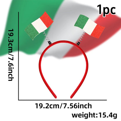 Flag Patterns Of Various Countries Bow Headbands Ball Game Fan Party Decor Flag Headbands Hair Bands Party Holiday Decoration