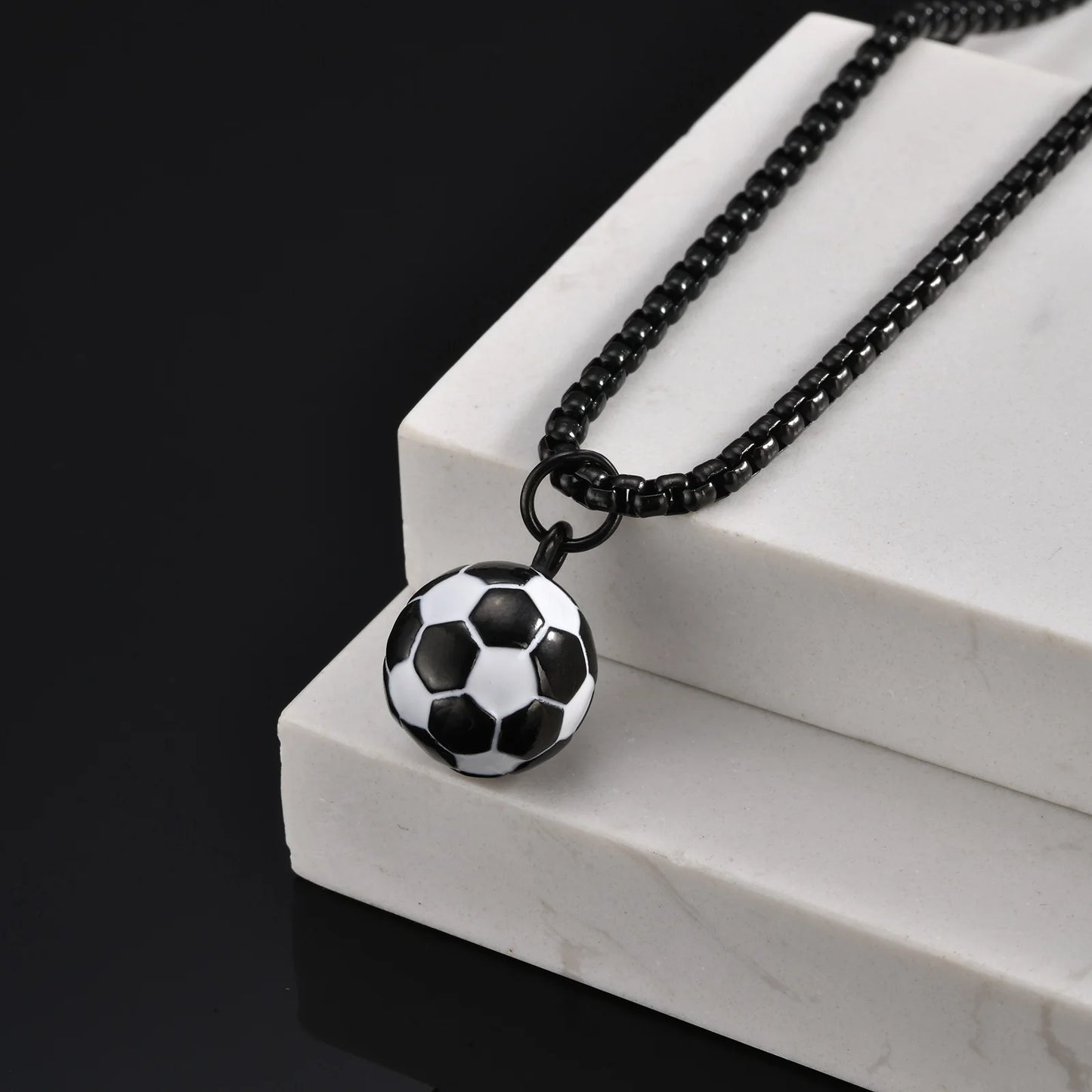 Vnox 3D Football Necklaces for Men, Solid Stainless Steel Casual Scoocer Pendants, Sports Lover Boys Gifts