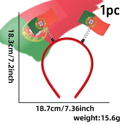 Flag Patterns Of Various Countries Bow Headbands Ball Game Fan Party Decor Flag Headbands Hair Bands Party Holiday Decoration