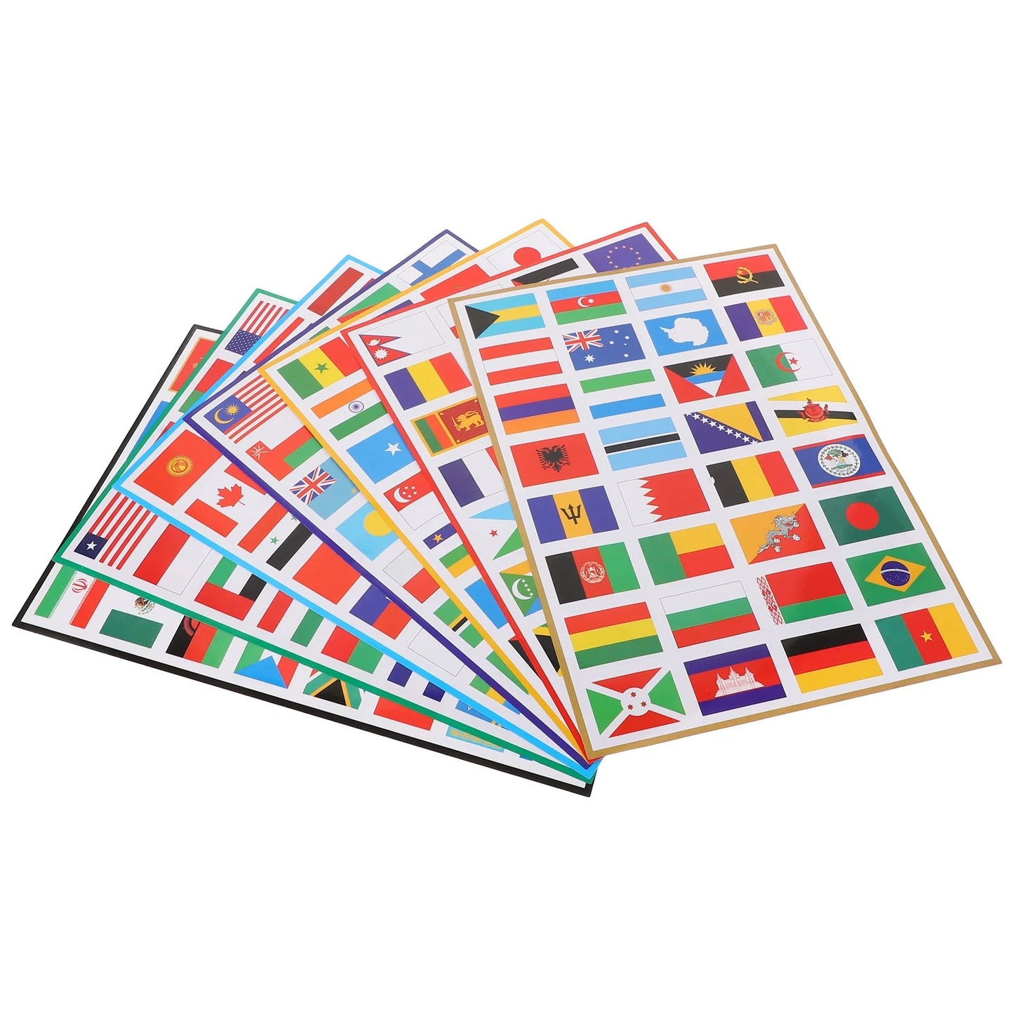 224PCS/7Sheet Countries Flags Stickers Multi Territorial Maps Nations Patterns Face Travel Stickers Football Team World Cup