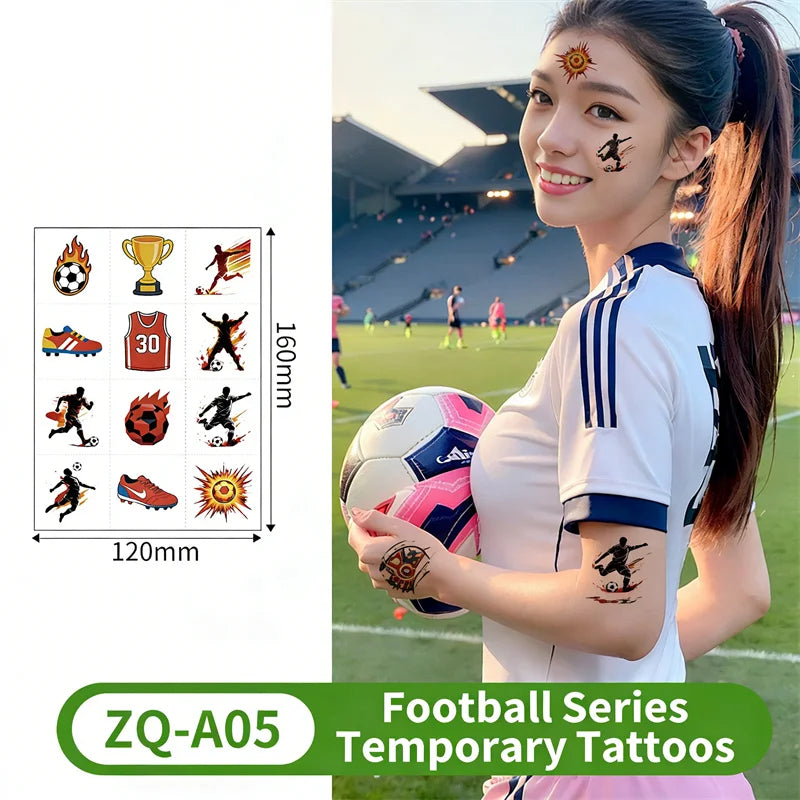 Temporary Tattoos Football Soccer Fan Fake Tattoo Sticker Temporary Tattoo Sticker Sleeves Waterproof Man Women