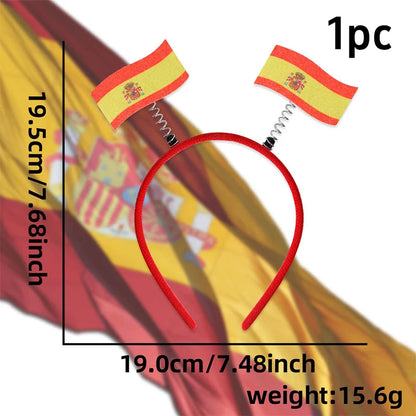 Flag Patterns Of Various Countries Bow Headbands Ball Game Fan Party Decor Flag Headbands Hair Bands Party Holiday Decoration