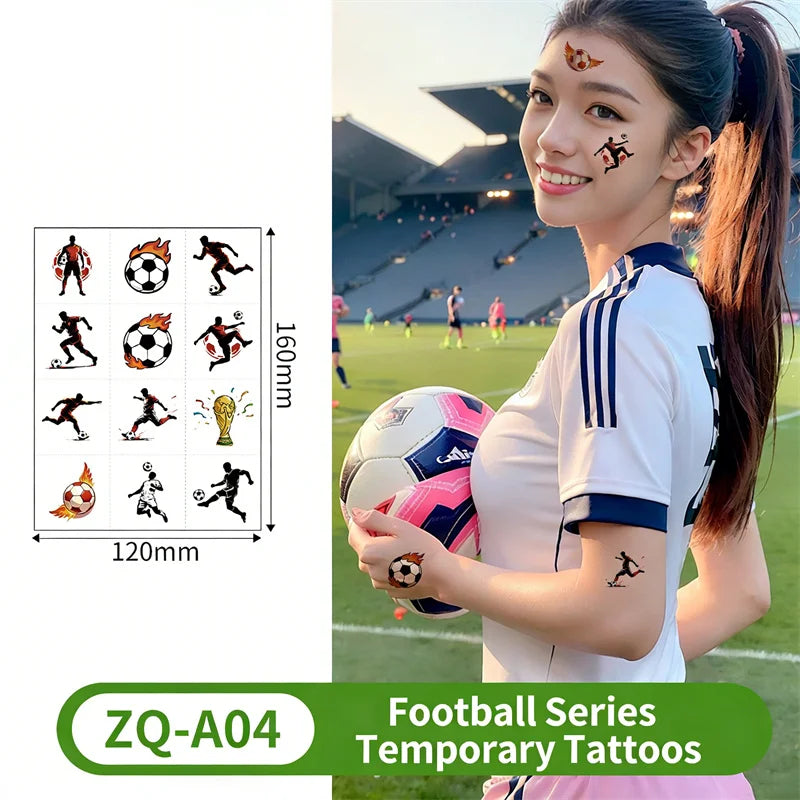 Temporary Tattoos Football Soccer Fan Fake Tattoo Sticker Temporary Tattoo Sticker Sleeves Waterproof Man Women
