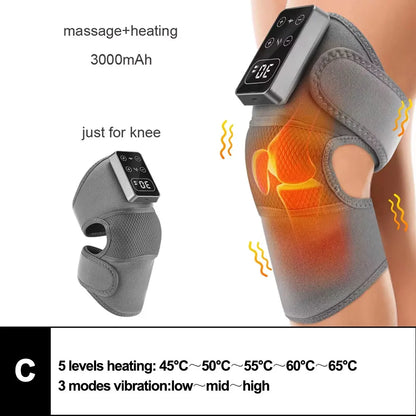 Electric Heated Vibration Knee Massage Pad 3 in 1 Massager for Shoulder Elbow Hot Compress Thermal Joint Brace Muscle Relaxation