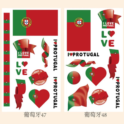 2026Temporary Tattoo Stickers Multi-Use Country Flags for All Football Tournaments Face & Body Waterproof Decals for Soccer Fans