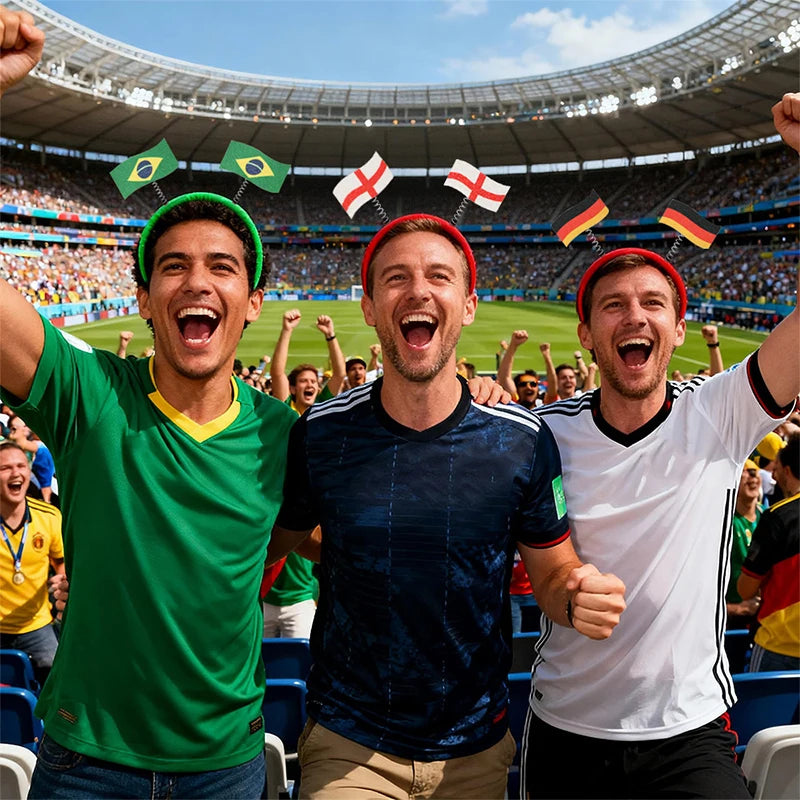 Flag Patterns Of Various Countries Bow Headbands Ball Game Fan Party Decor Flag Headbands Hair Bands Party Holiday Decoration