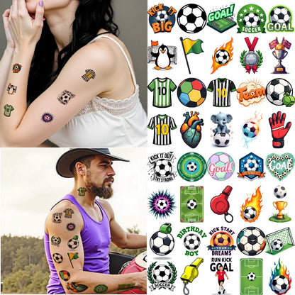 54pcs Temporary Tattoo Goal Stickers Cartoon Soccer Stickers Temporary Tattoo Stickers For Men