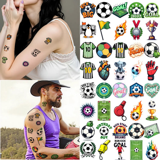 54pcs Temporary Tattoo Goal Stickers Cartoon Soccer Stickers Temporary Tattoo Stickers For Men