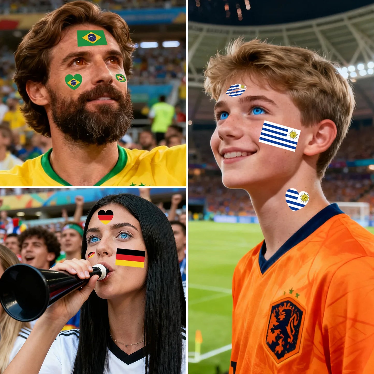National Flag Temporary Tattoo Stickers Face Match Sports Events Fans Party Gathering Decorations International football matches