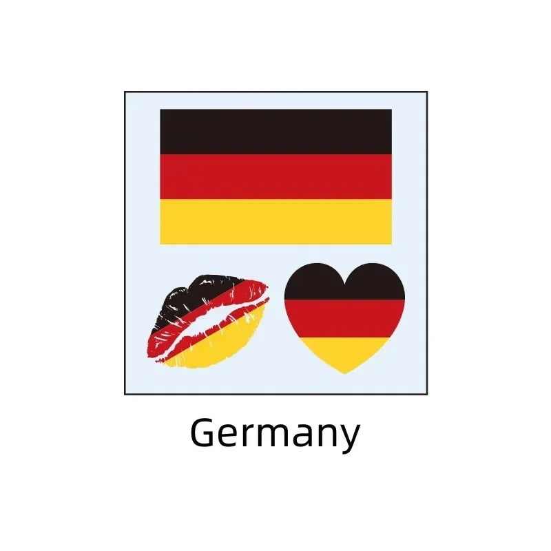 Football Match Temporary Waterproof Oblong & Heart & Lip World National Flag Face Tattoos Sticker