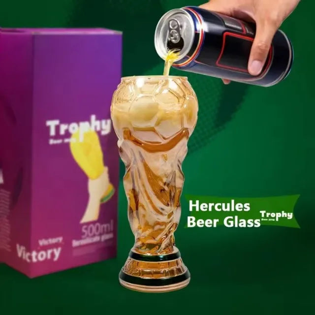 Premium Soccer Themed Trophy Beer Glass 2026 World Cup for Man Cave Decor Home Bar Game Day Parties & Football Fan Gifts
