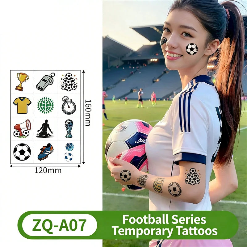 Temporary Tattoos Football Soccer Fan Fake Tattoo Sticker Temporary Tattoo Sticker Sleeves Waterproof Man Women