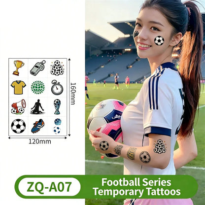 Temporary Tattoos Football Soccer Fan Fake Tattoo Sticker Temporary Tattoo Sticker Sleeves Waterproof Man Women