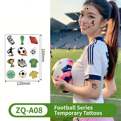 Temporary Tattoos Football Soccer Fan Fake Tattoo Sticker Temporary Tattoo Sticker Sleeves Waterproof Man Women