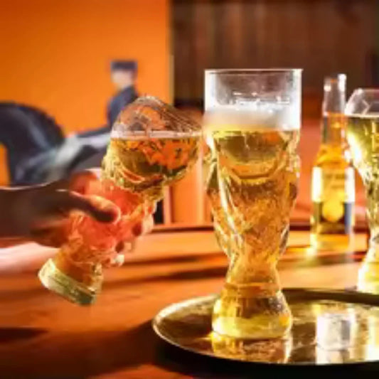 Premium Soccer Themed Trophy Beer Glass 2026 World Cup for Man Cave Decor Home Bar Game Day Parties & Football Fan Gifts