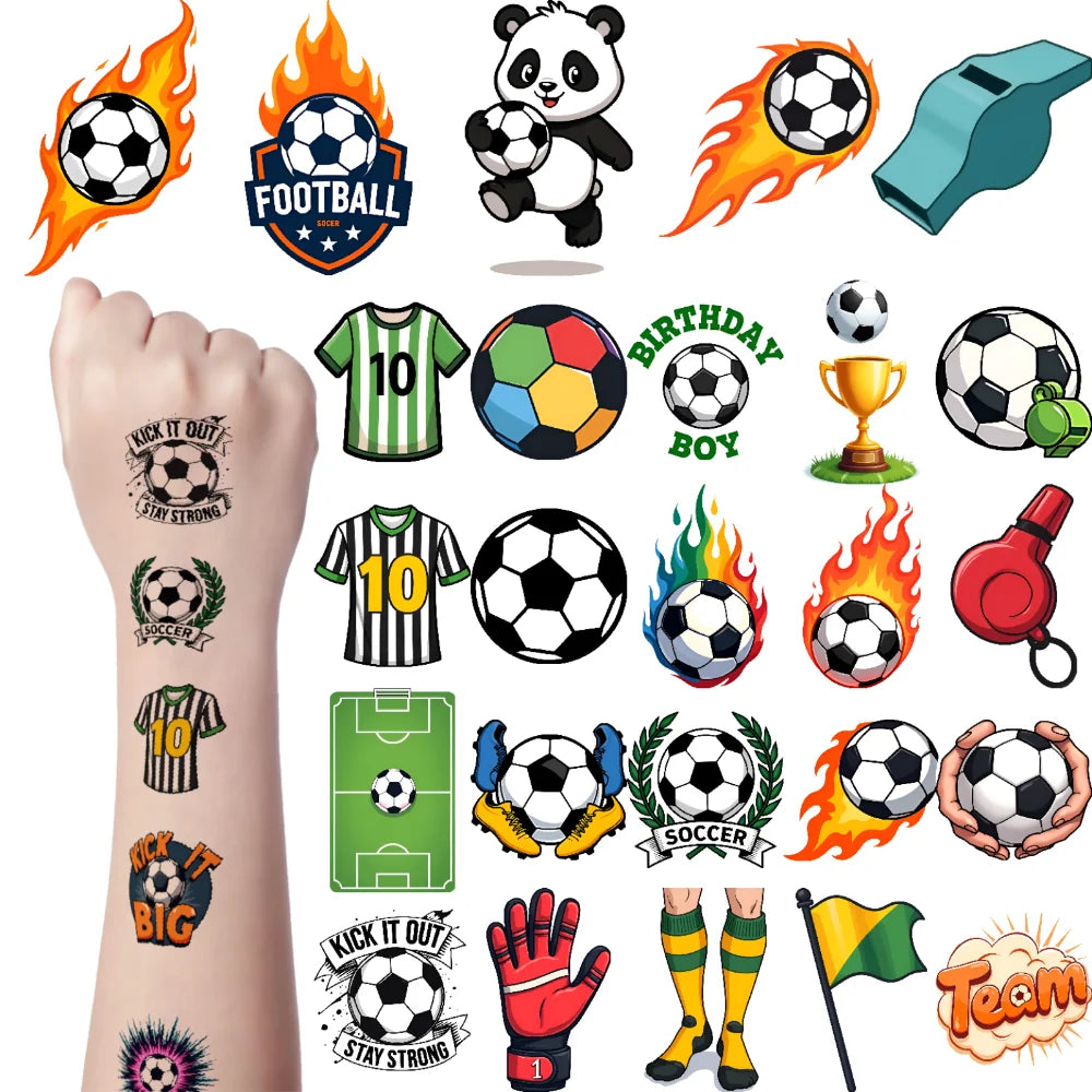 54pcs Temporary Tattoo Goal Stickers Cartoon Soccer Stickers Temporary Tattoo Stickers For Men