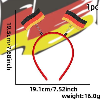 Flag Patterns Of Various Countries Bow Headbands Ball Game Fan Party Decor Flag Headbands Hair Bands Party Holiday Decoration