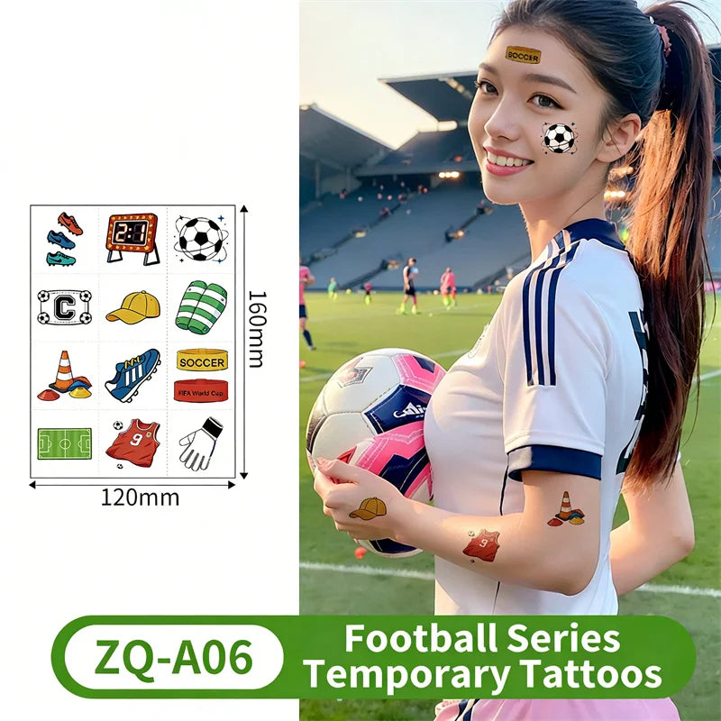 Temporary Tattoos Football Soccer Fan Fake Tattoo Sticker Temporary Tattoo Sticker Sleeves Waterproof Man Women