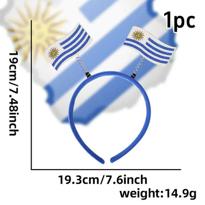 Flag Patterns Of Various Countries Bow Headbands Ball Game Fan Party Decor Flag Headbands Hair Bands Party Holiday Decoration