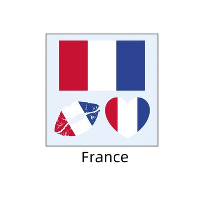 Football Match Temporary Waterproof Oblong & Heart & Lip World National Flag Face Tattoos Sticker