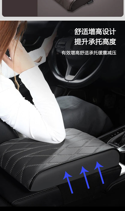 Car Armrest Box Height Pad Universal Leather Memory Foam Height Pad Universal Auto Center Armrest Protective Cushion Support