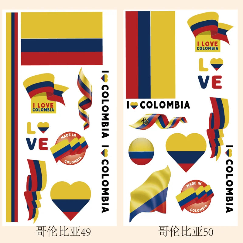 2026Temporary Tattoo Stickers Multi-Use Country Flags for All Football Tournaments Face & Body Waterproof Decals for Soccer Fans