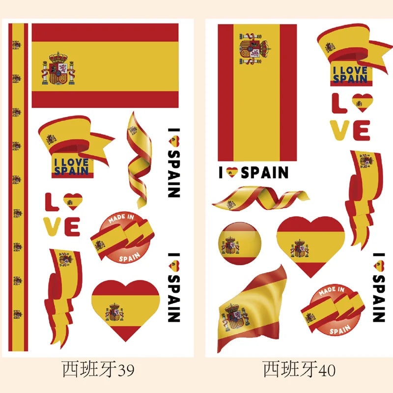 2026Temporary Tattoo Stickers Multi-Use Country Flags for All Football Tournaments Face & Body Waterproof Decals for Soccer Fans