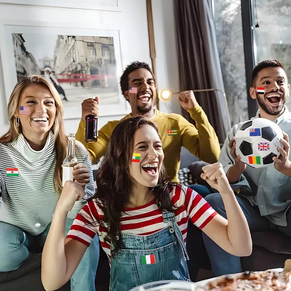 224PCS/7Sheet Countries Flags Stickers Multi Territorial Maps Nations Patterns Face Travel Stickers Football Team World Cup