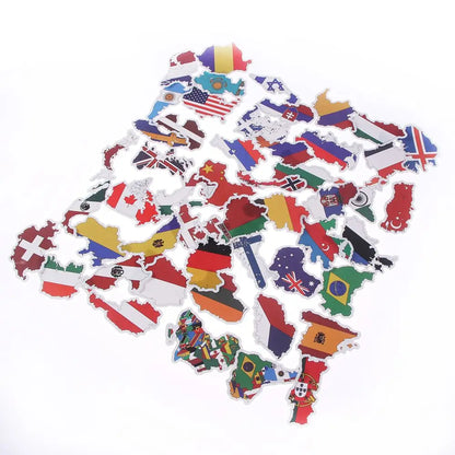 50pcs Countries Decorative Adhesive Diy For Scrapbooking Diy Craft National Flags Stickers Countries Map Travel Sticker New 2025